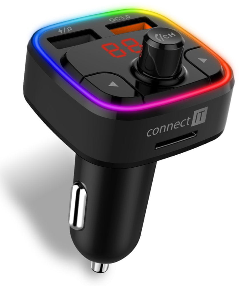 Connect IT CarRGB Bluetooth transmitter, 2× USB + MicroSD CCC-9090-BK, čierny